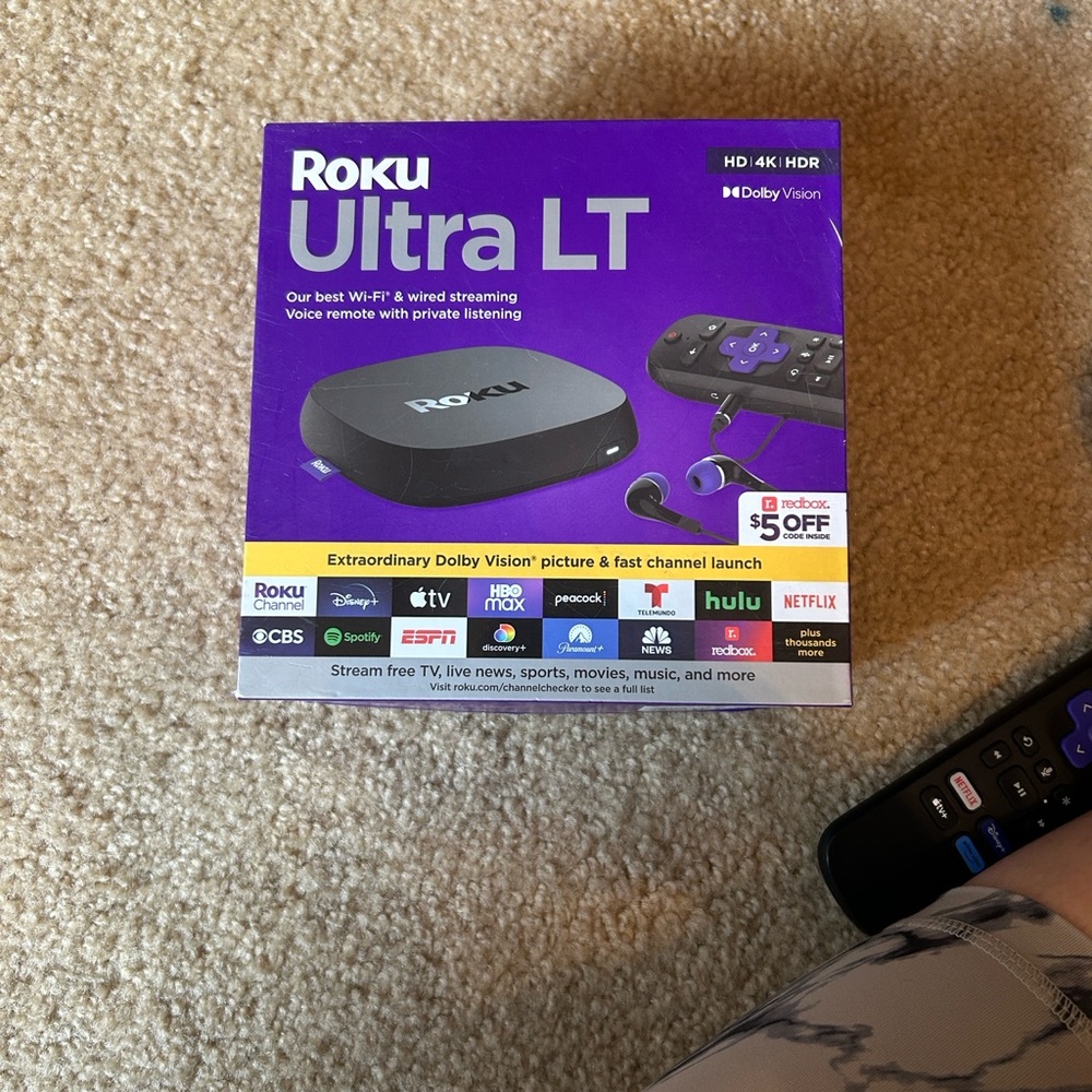 Roku Ultra LT Streaming Box with Purple Packaging